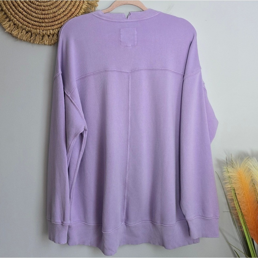 AERIE New Oversized Going off the Rails Purple Crewneck Sweatshirt SZ Small Cozy - Picture 6 of 11